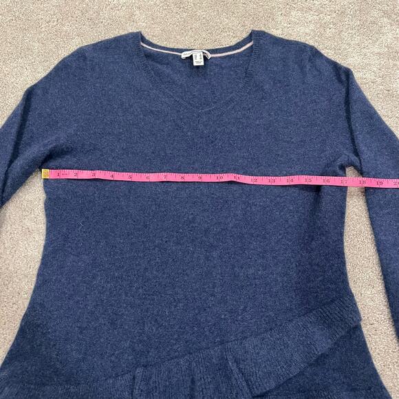Isaac Mizrahi Live Women's 100% Cashmere Sweater with Ruffle Blue Size Small - Picture 10 of 10